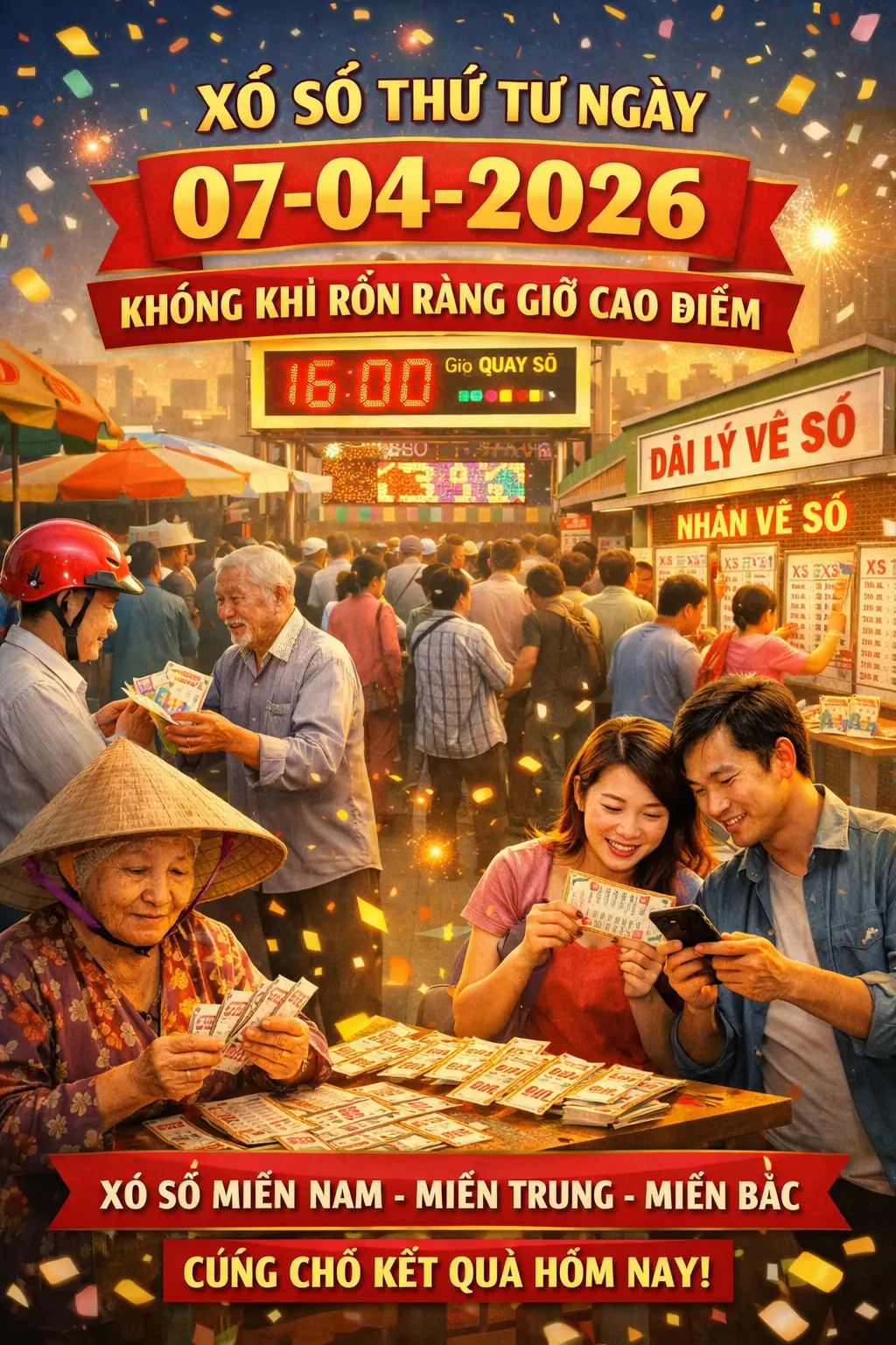 XỔ SỐ THỨ TƯ NGÀY 08-04-2026 KHÔNG KHÍ RỘN RÀNG GIỜ CAO ĐIỂM
